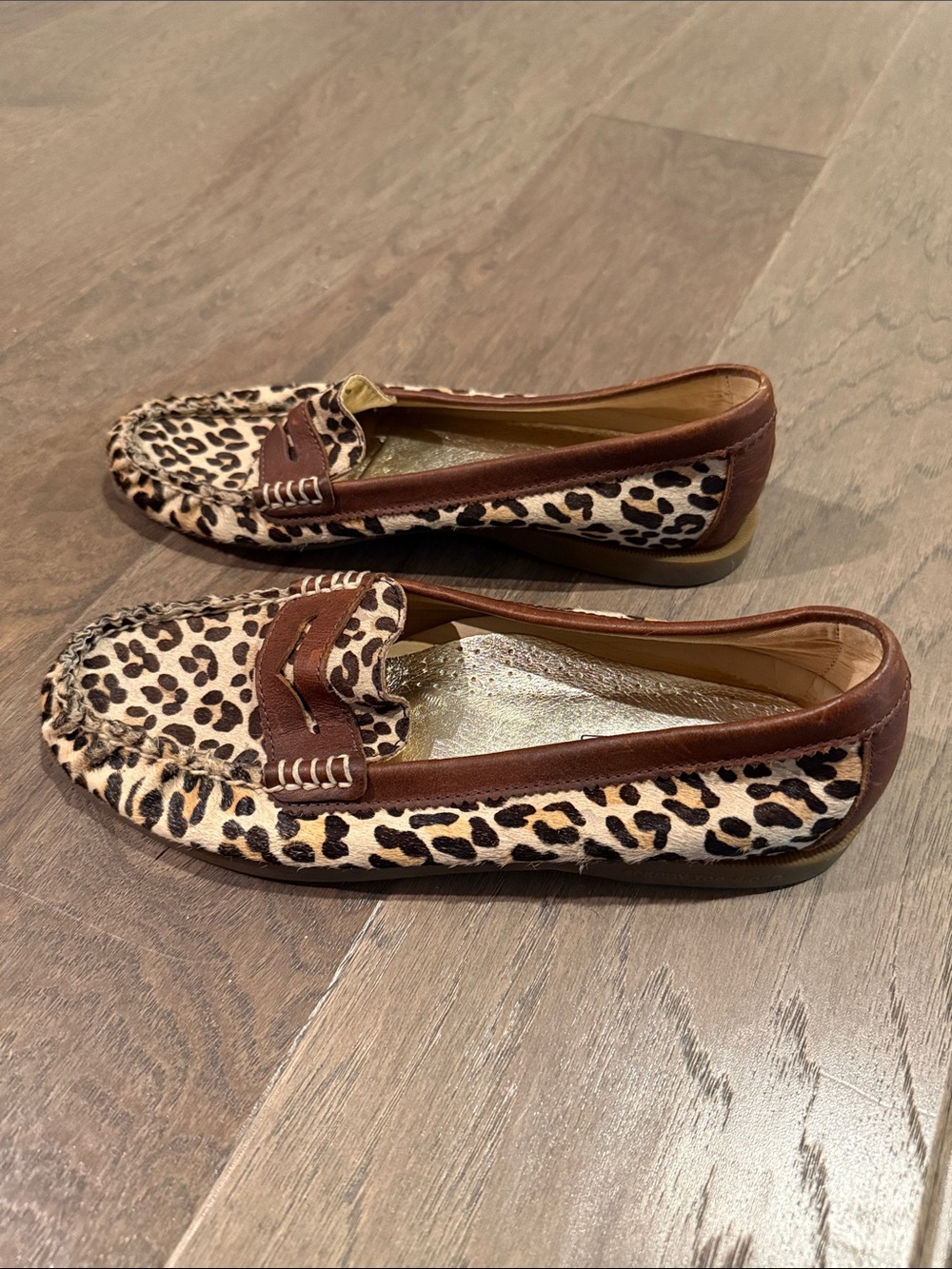 Sperry Top Sider Leopard Print Penny Loafers with Brown Trim, sz 9.5M - Picture 4 of 9